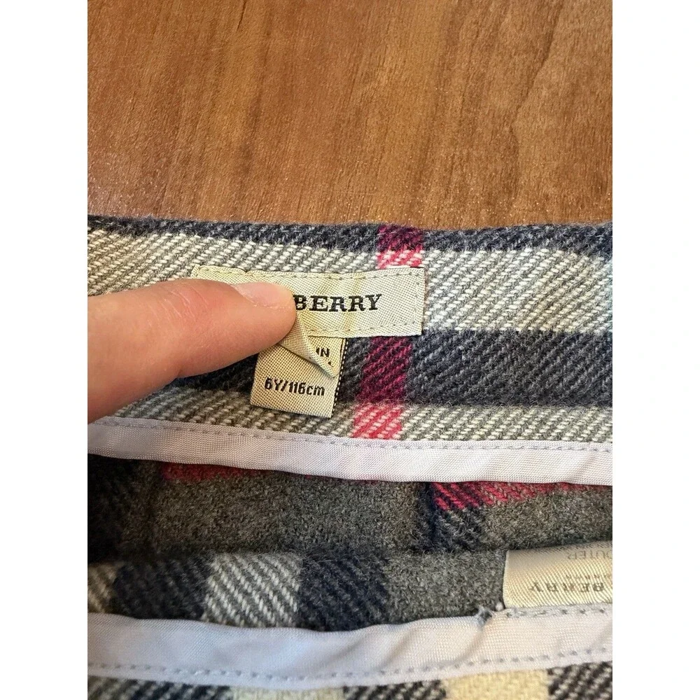 Burberry Girls Wool Novacheck plaid Gray Wrap Skirt Size 6Y